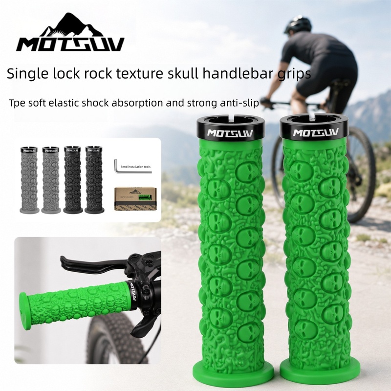 Mountain Biking Gloves - Bicycle Handlebar Grips, Skull Lock-On TPE