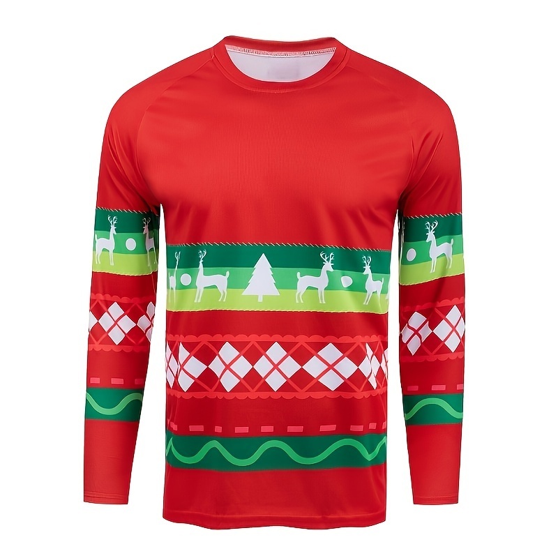 Mountain Biking Holidays - Christmas reindeer cartoon pattern long sleeves